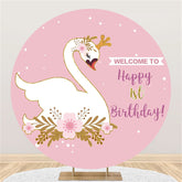 Willkommen Zu 1 Glücklich Geburtstag Runden Hintergrund Für Mädchen